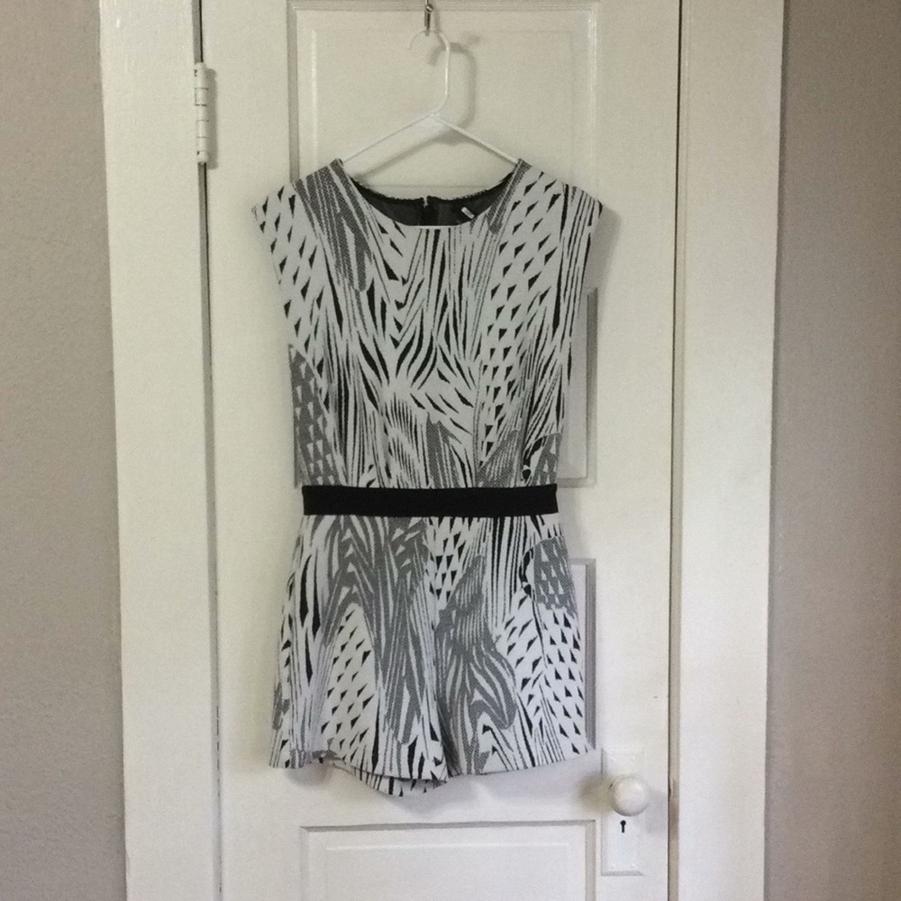 Black and white knit romper
